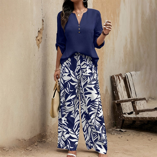 Look Élégant Femme – Haut à Col V avec Boutons