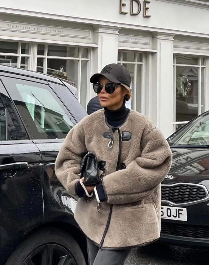 Manteau en laine chenille rétro
