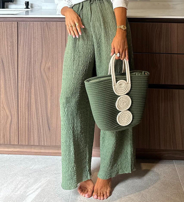 Ensemble pantalon simple boutonnage à manches longues et imprimé
