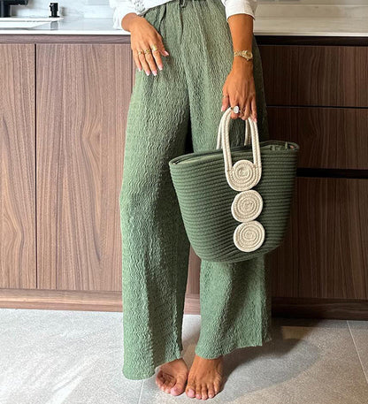 Ensemble pantalon simple boutonnage à manches longues et imprimé