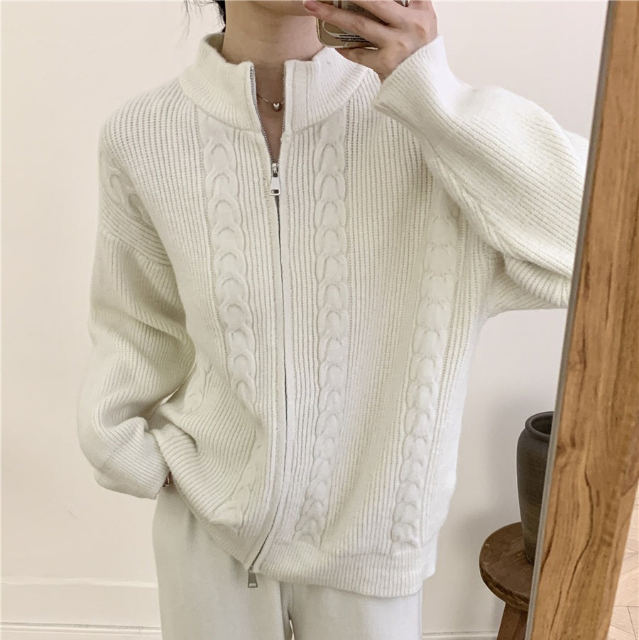 Ensemble haut et pantalon en tricot zippé