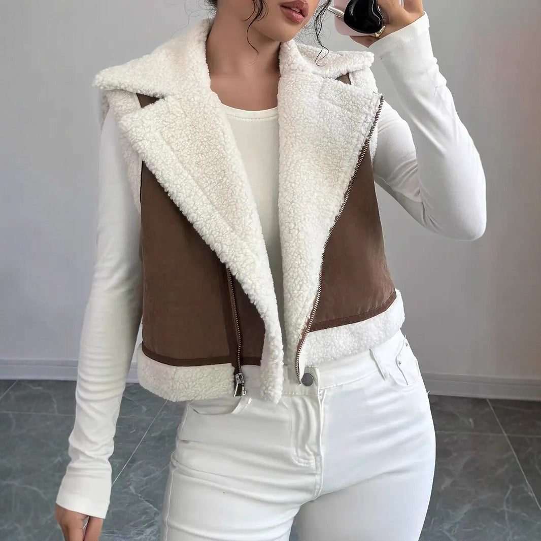 Gilet en laine d'agneau avec fourrure