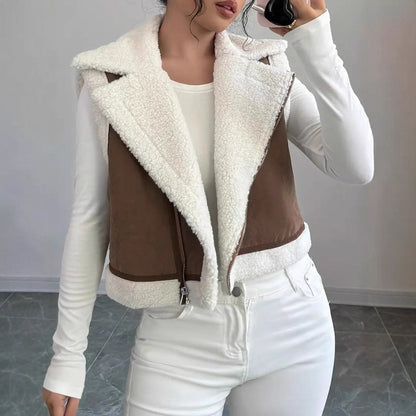 Gilet en laine d'agneau avec fourrure