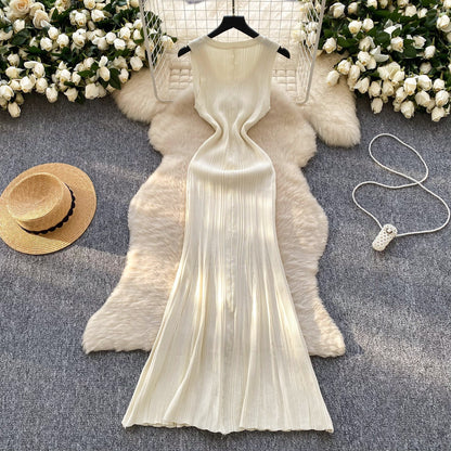 Robe en tricot sans manches à col rond de haute qualité