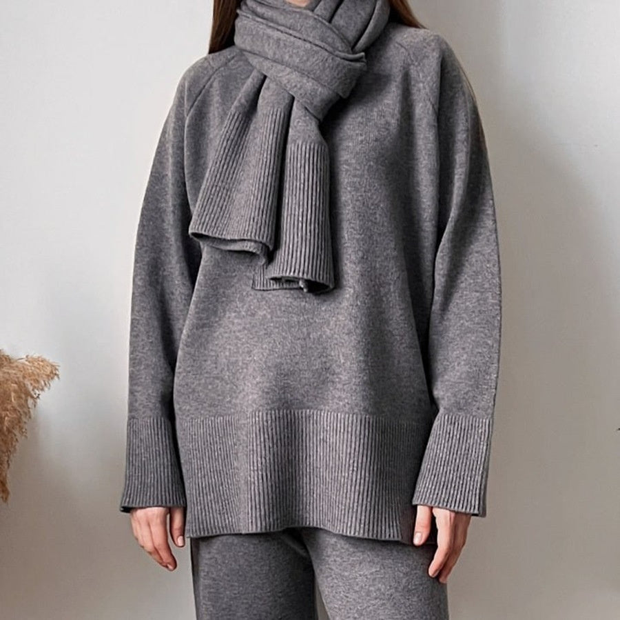 Ensemble pull tricoté et pantalon large