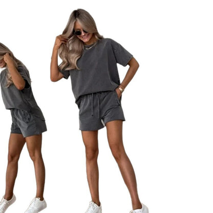 Ensemble Décontracté Femme – Haut à Manches& Short