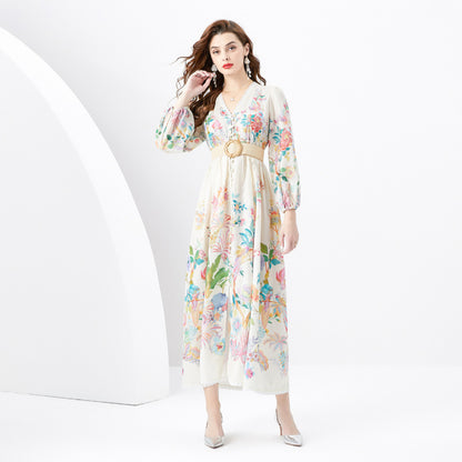 Robe longue imprimée coupe slim