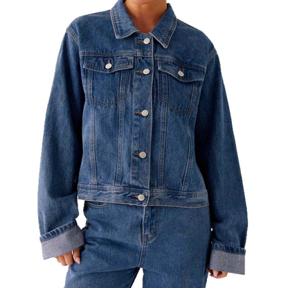 Denara – Veste Denim Casual à Col Revers
