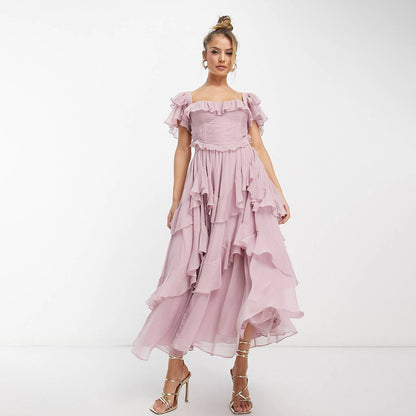 Robe Longue Plissée en Tulle – Élégance et Confort