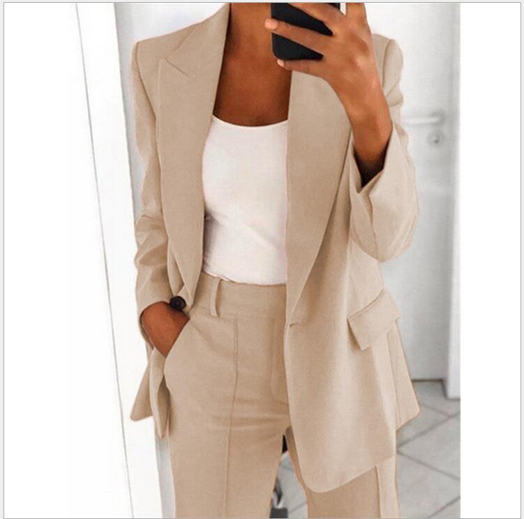 Ensemble Décontracté Chic – Blazer &amp; Pantalon Ajusté Femme