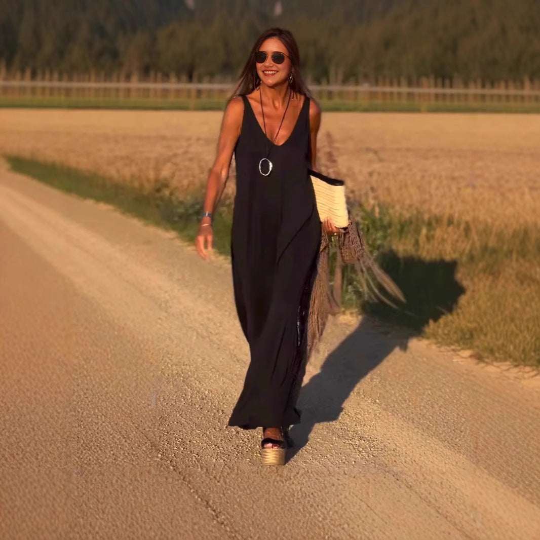 Robe Longue à Bretelles – Élégance & Confort