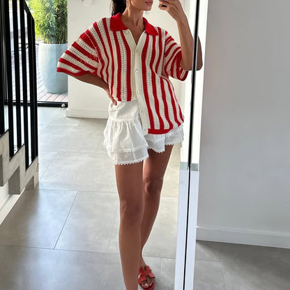 Chemise Femme Rouge à Manches  – Coupe Large