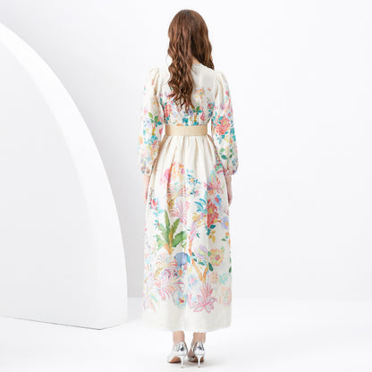 Robe longue imprimée coupe slim