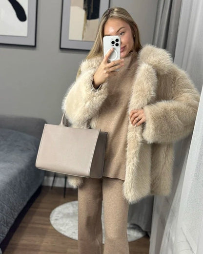 FURLÉA — Manteau Mi-Long en Fausse Fourrure