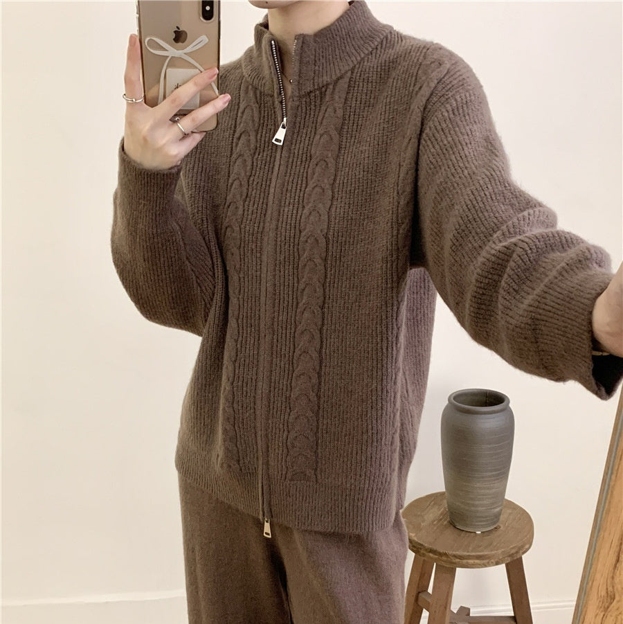 Ensemble haut et pantalon en tricot zippé