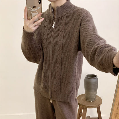 Ensemble haut et pantalon en tricot zippé