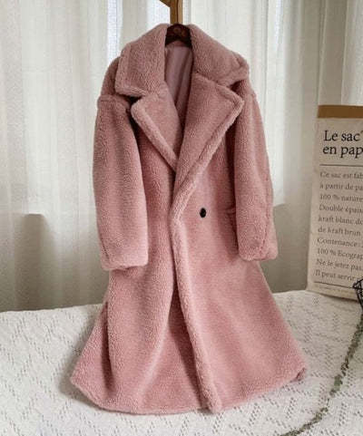 Manteau à Revers en Fausse Fourrure