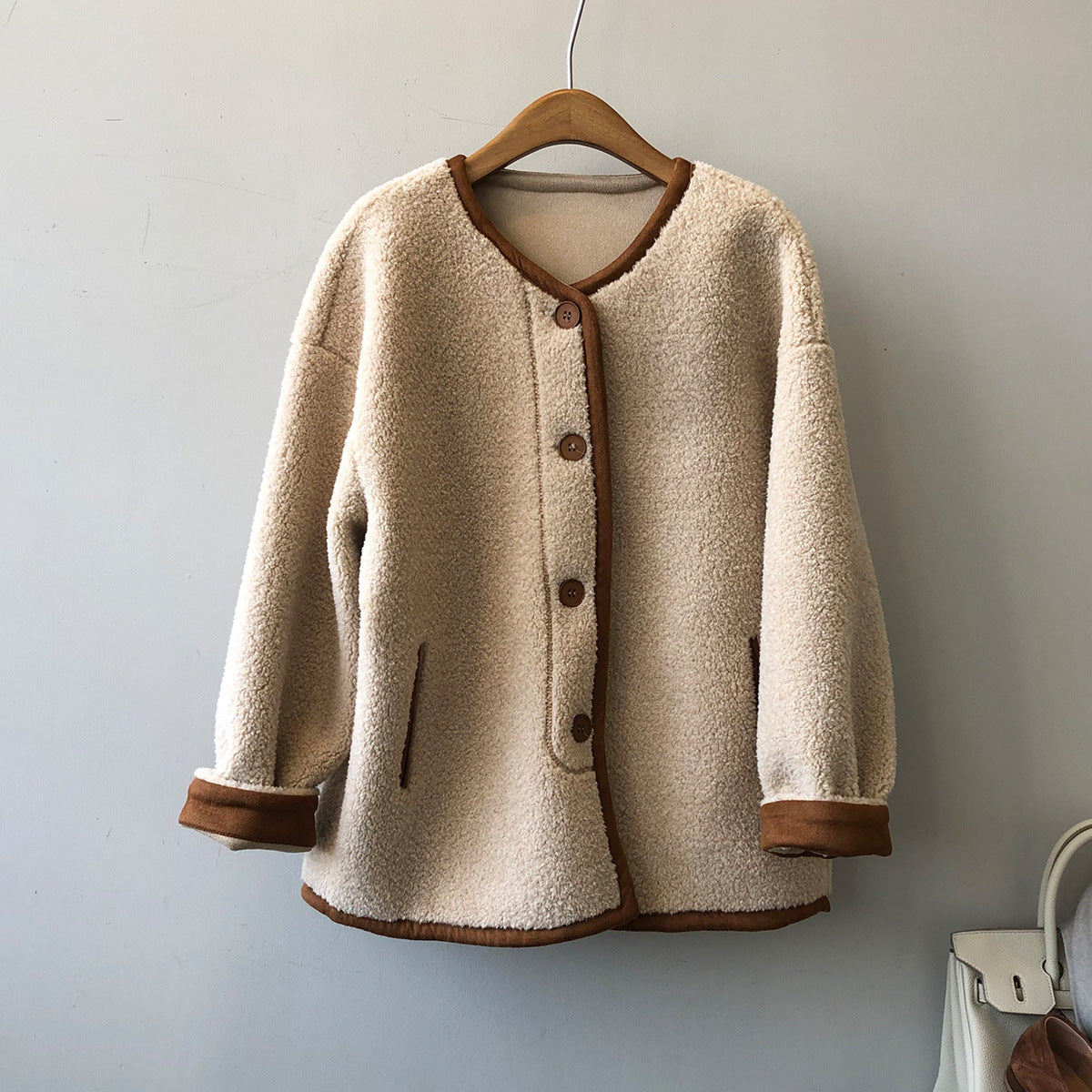 Manteau en laine avec fourrure polaire