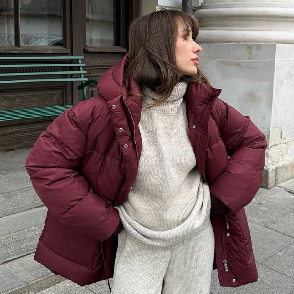 Veste en coton à capuche rouge vin