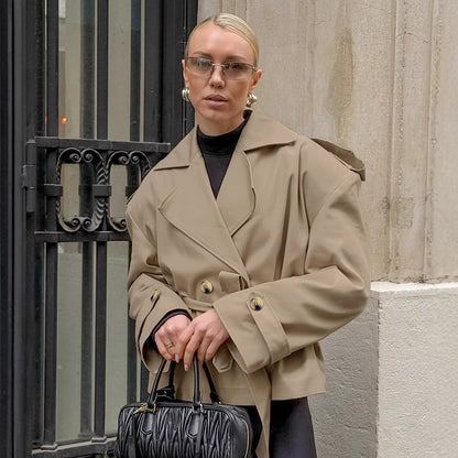 Trench-coat mi-long kaki tendance